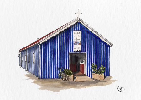painting of the chapel of praia de mira